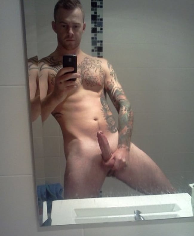 Tattooed Nude Man With Erected Penis